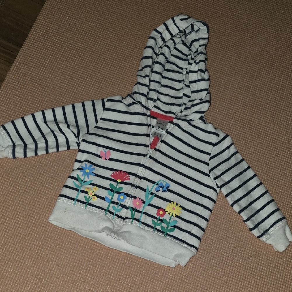 Carter's Navy Striped Floral Hoodie